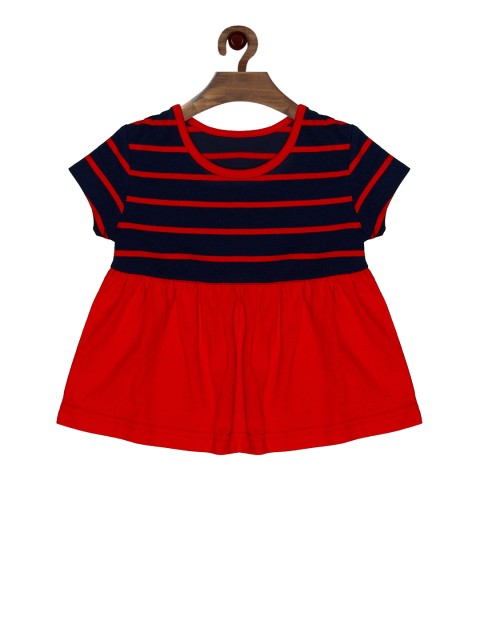 

First Kick Girls Navy Blue Striped Peplum Top