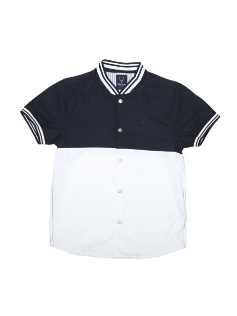 

Allen Solly Junior Boys White & Navy Blue Regular Fit Colourblocked Casual Shirt