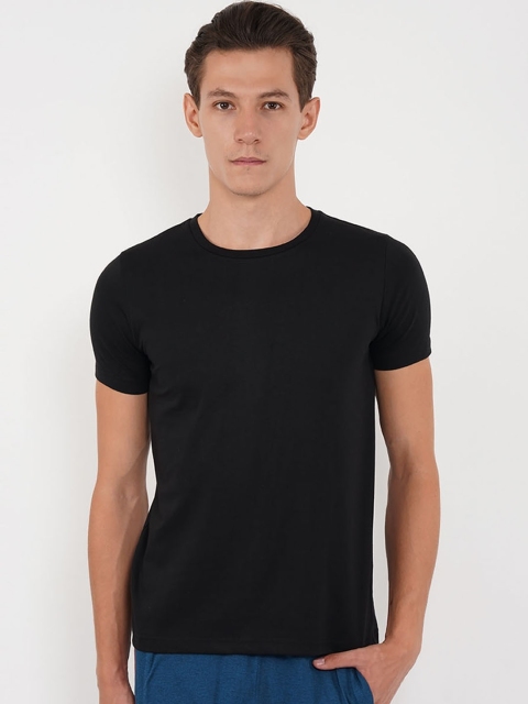 

Sweet Dreams Men Black Solid Lounge Tshirt 8907668790194