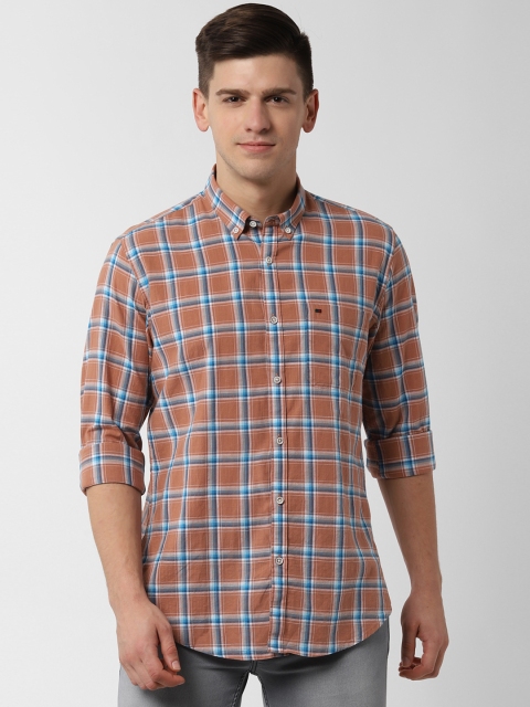 

Peter England Casuals Men Brown Slim Fit Checked Casual Shirt