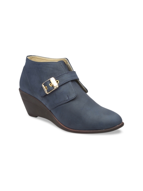 

VALIOSAA Women Navy Blue Solid Heeled Boots