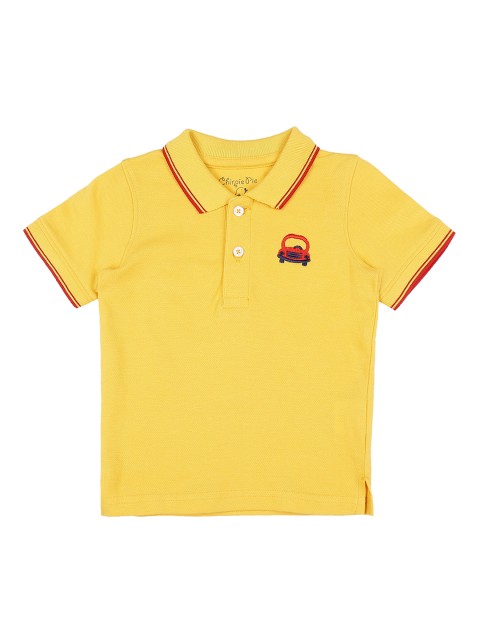 

Chirpie Pie by Pantaloons Boys Yellow Solid Polo Collar T-shirt