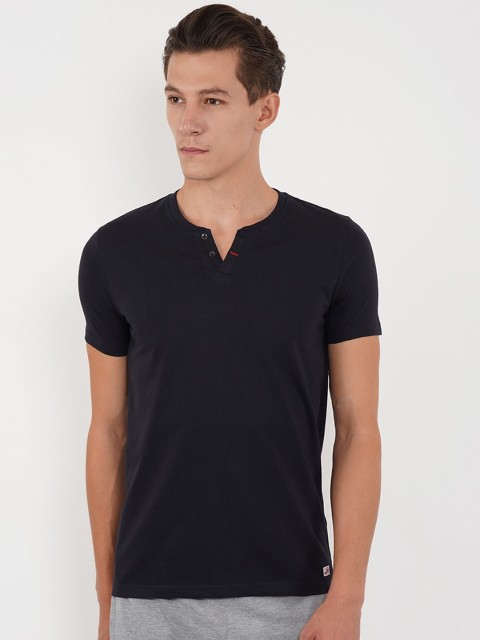 

Sweet Dreams Men Navy Blue Solid Lounge Tshirt 8907668792822