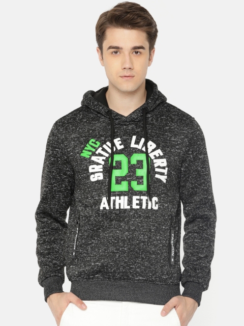 

The Indian Garage Co Men Black Printed Hooded Sweatshirt