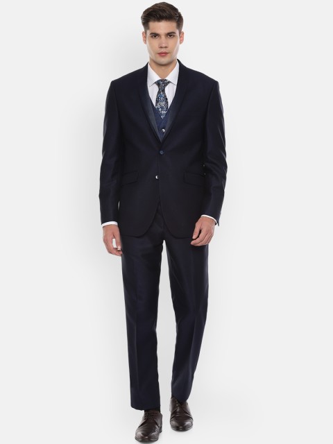 

Van Heusen Men Black Solid Slim Fit Three-Piece Suit