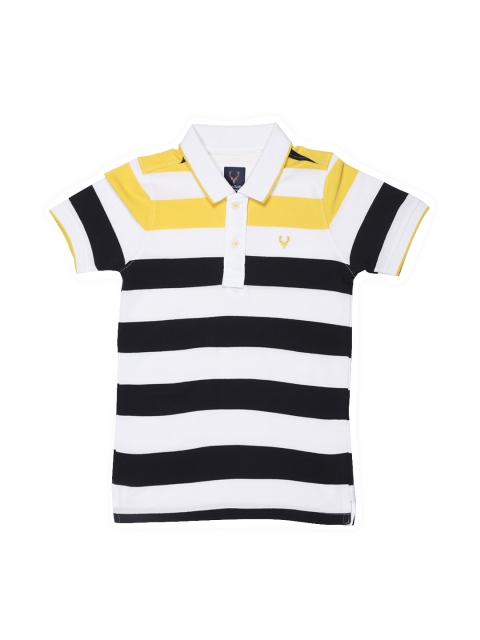 

Allen Solly Junior Boys White & Black Striped Polo Collar T-shirt