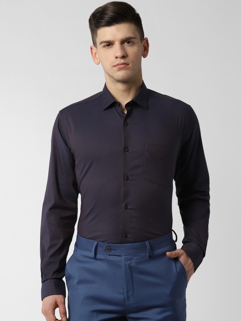 

Peter England Men Navy Blue Regular Fit Self Design Casual Shirt
