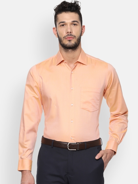 

Van Heusen Men Peach-Coloured Regular Fit Self Design Formal Shirt