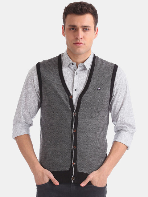 

Arrow Men Grey Solid Cardigan Sweater