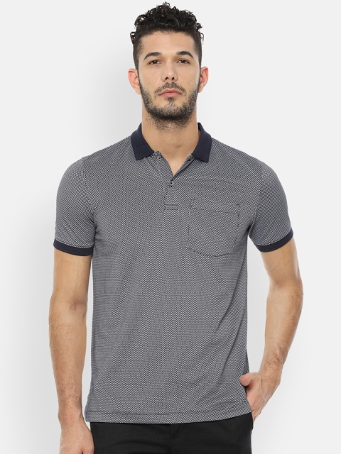 

Van Heusen Men Navy Blue Printed Polo Collar T-shirt