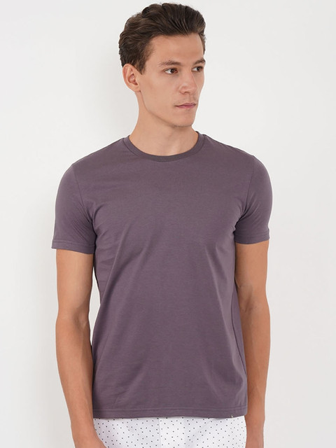 

Sweet Dreams Men Grey Solid Round Neck Lounge Tshirt