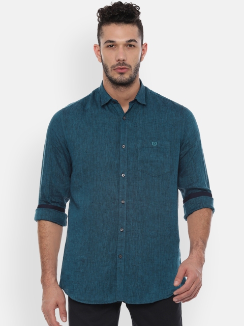 

Van Heusen Sport Men Teal Green Slim Fit Linen Solid Casual Shirt