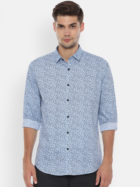 

V Dot Men Blue Slim Fit Printed Casual Shirt