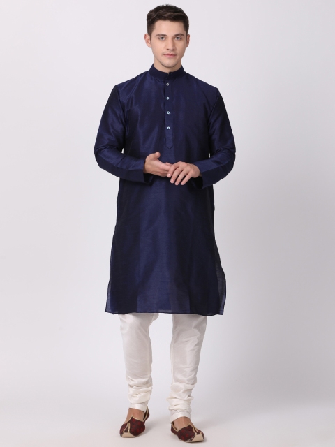 

TABARD Men Navy Blue Solid Straight Kurta