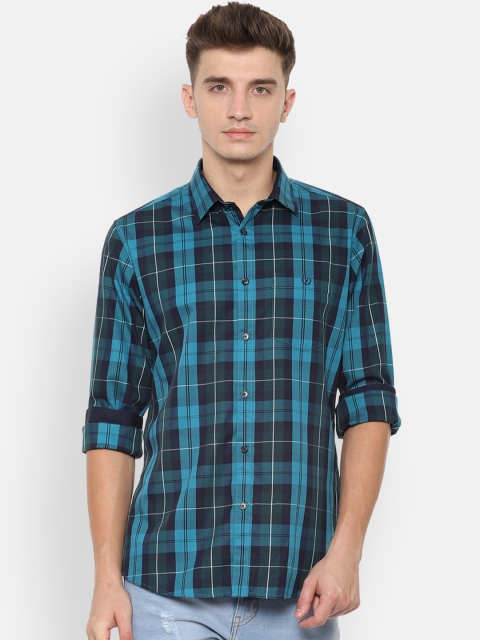 

Van Heusen Sport Men Blue & Green Slim Fit Checked Casual Shirt