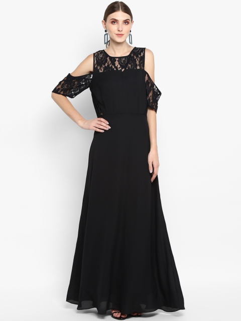 

TRENDY DIVVA Women Self Design Black Maxi Dress