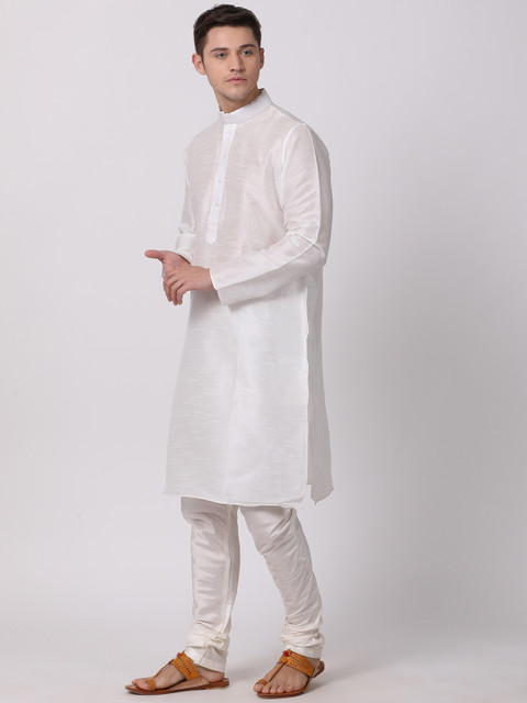 

TABARD Men White Solid Straight Kurta