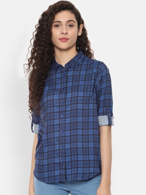 

Allen Solly Woman Women Blue Regular Fit Checked Casual Shirt