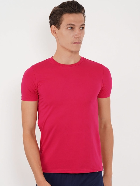 

Sweet Dreams Men Fuchsia Solid Round Neck Lounge Tshirt