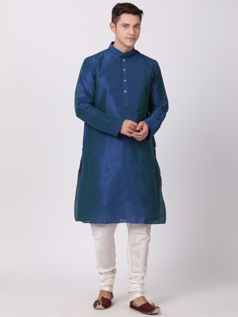 

TABARD Men Blue Solid Straight Kurta