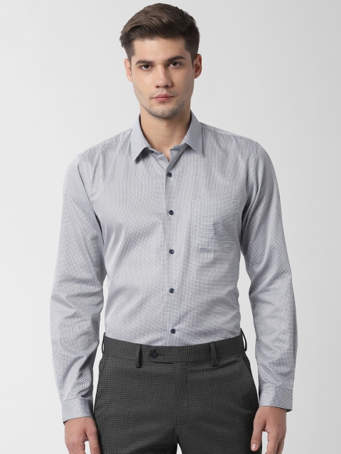 

Peter England Men Blue & White Slim Fit Printed Formal Shirt
