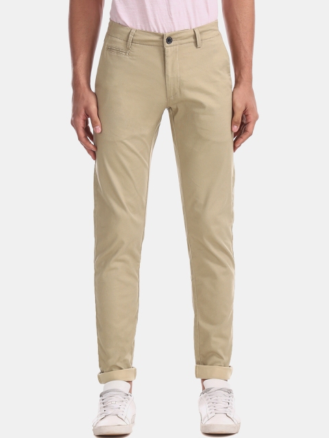 

Flying Machine Men Beige Regular Fit Solid Regular Trousers