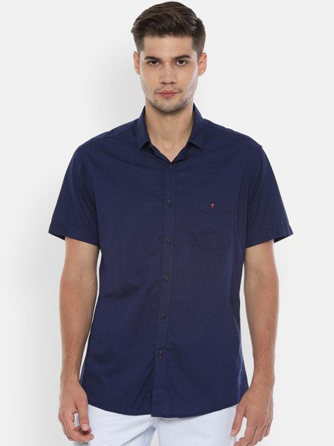 

Louis Philippe Sport Men Navy Blue Slim Fit Self Design Casual Shirt