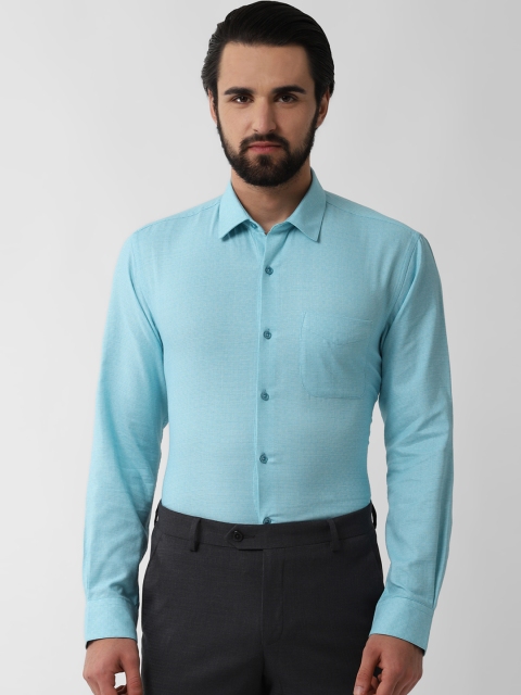

Peter England Men Blue Regular Fit Self Design Formal Shirt