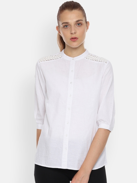 

Van Heusen Woman White Regular Fit Self Design Casual Shirt