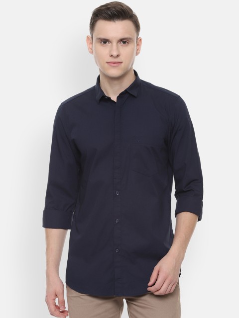 Allen Solly Men Navy Blue Slim Fit Solid Casual Shirt