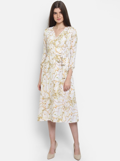 

COVER STORY Women Printed White Wrap Dress
