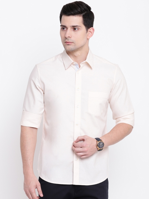 

AC&F Men White Slim Fit Solid Casual Shirt