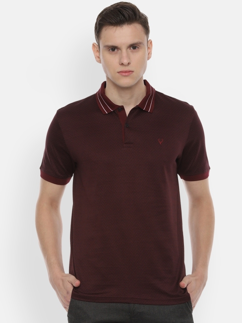 

Allen Solly Men Maroon Self Design Polo Collar T-shirt