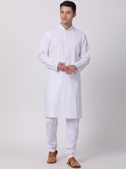 

TABARD Men White Solid Straight Kurta