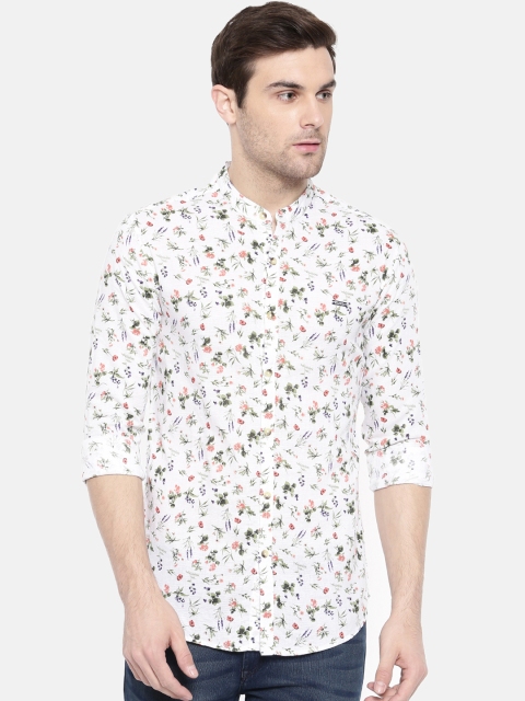 

The Indian Garage Co Men White Slim Fit Printed Casual Shirt