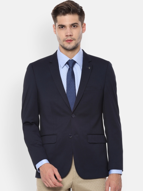 

Van Heusen Men Navy Blue Solid Slim Fit Single-Breasted Blazer