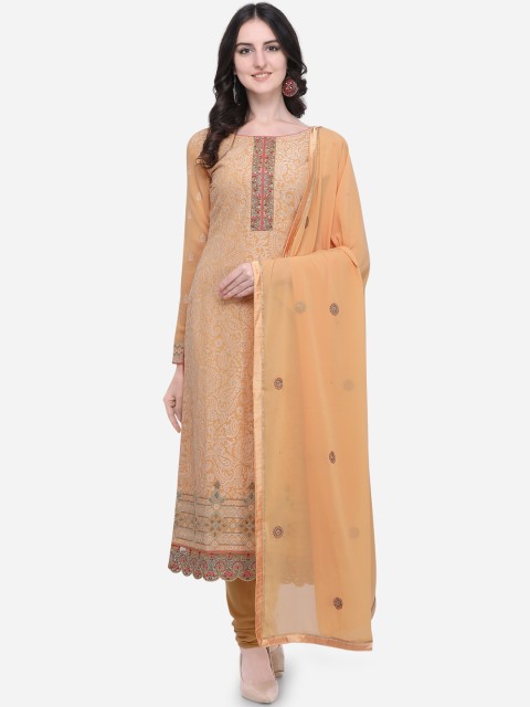 

Stylee LIFESTYLE Orange Poly Georgette Semi-Stitched Dress Material