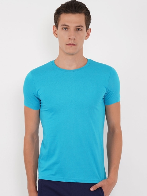 

Sweet Dreams Men Blue Solid Round Neck Lounge Tshirt
