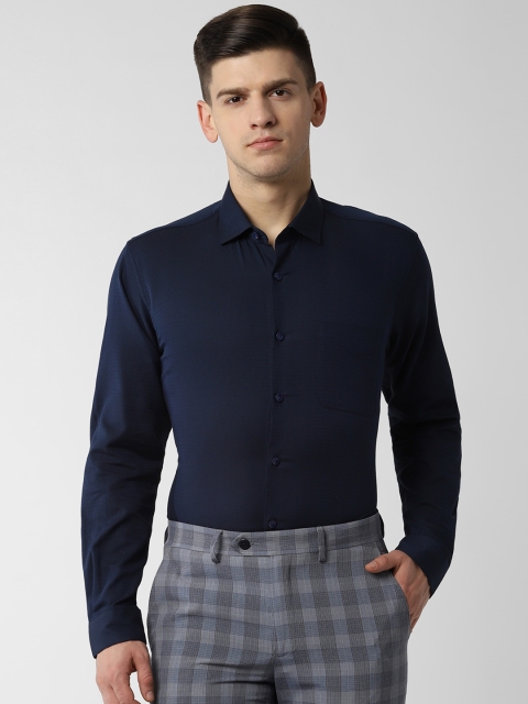 

Peter England Men Navy Blue Regular Fit Self Design Formal Shirt