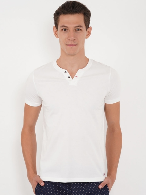 

Sweet Dreams Men White Solid Lounge Tshirt 8907668792914