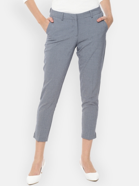 

Allen Solly Woman Grey Regular Fit Self Design Cigarette Trousers