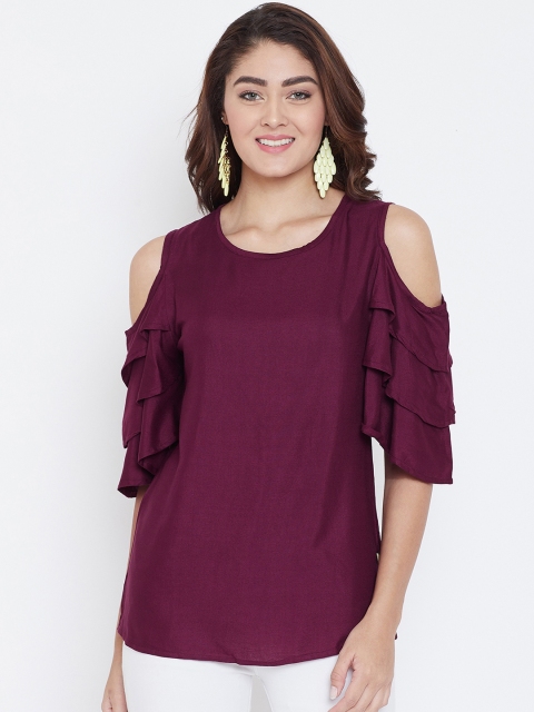 

AASK Women Purple Solid Longline Top