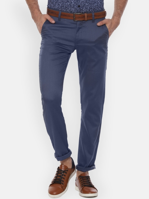 

Van Heusen Sport Men Navy Blue Slim Fit Self Design Regular Trousers