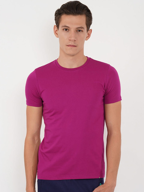 

Sweet Dreams Men Purple Solid Round Neck Lounge Tshirt