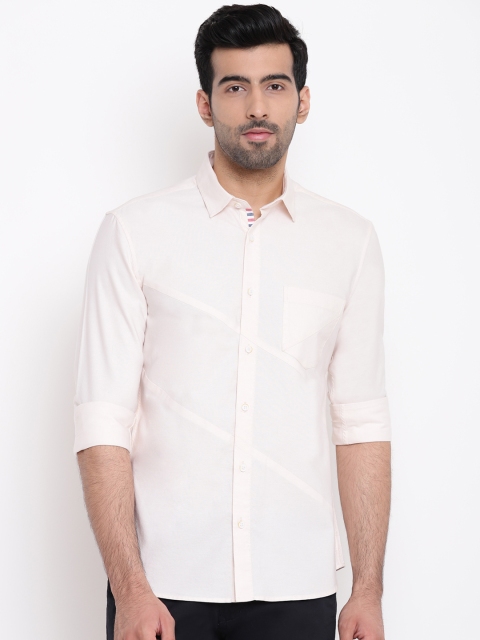 

AC&F Men White Slim Fit Solid Casual Shirt