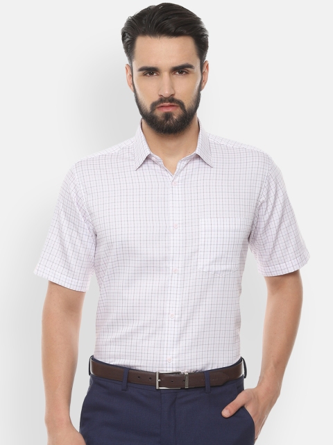 

Van Heusen Men White & Brown Regular Fit Checked Formal Shirt
