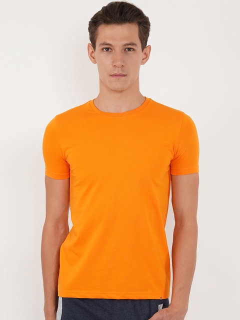 

Sweet Dreams Men Orange Solid Lounge Tshirt 8907668790996