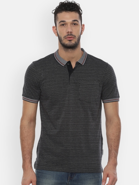 

Van Heusen Men Black Printed Polo Collar T-shirt