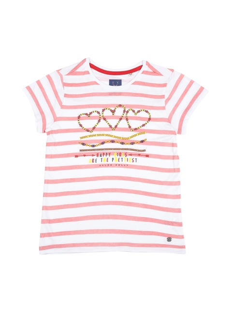 

Allen Solly Junior Girls White Striped Round Neck T-shirt
