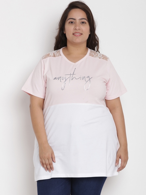 

Kiaahvi by JOHN PRIDE Women Pink Printed V-Neck T-shirt
